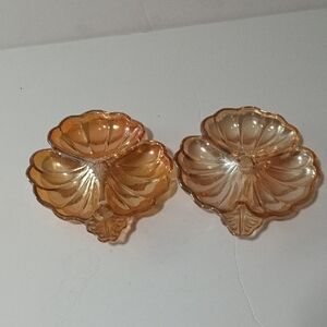 Vintage Jeanette Glass Marigold Trinket Dishes Set Of 2
